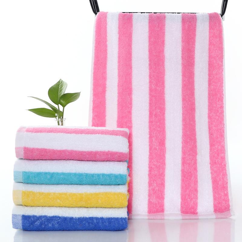 Pure Cotton Face Towel Quick-dry Coral Stripe Bath Towel Sets for Home Cotton Stripe Design Towel