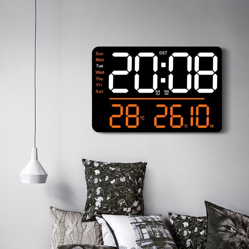 Digital Clocks Wall Clock Date/Week/Temperature Display 2 Alarm Clocks Contemporary Bedroom Alarm 11" Large Screen