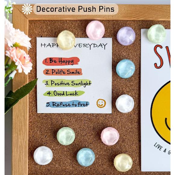 24Pcs Decorative Push P,Thumb Tacks,Bulletin Board Tacks,Cork Board Tacks,Thumb Tack Decorative for CorkBoard, Office Organization or Home,Classroom