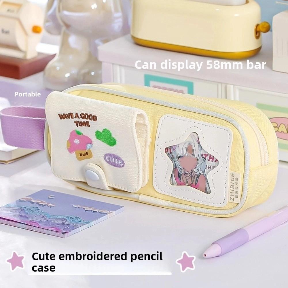 Multilayer Y2K Cartoon Stationery Bag Embroidery Ins Pencil Pouch Cute Korean Pencil Case  Student