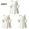 Collectible Art Figures 3D Printed Cute Ghost Cat Figurine, Wink Smile Surprise Spooky Halloween Decor, Unpainted Decorations Blank White DIY