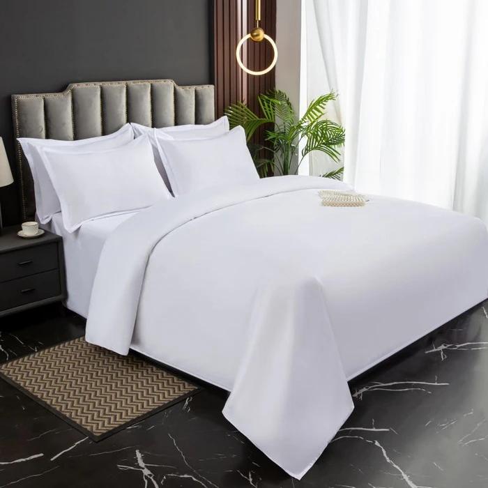 

New 140g Twill Thickened Hotel Four-piece Hotel Linen Pure White Single Quilt Set Webbing Hotel Bed and Breakfast bed 1.2m 3pcs&Flat Sheet