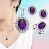 Authentic 925 Sterling Silver Plated Women Wedding Engagement Jewelry Collections Princess Oval Zircon Crystal Necklace Earrings Ring