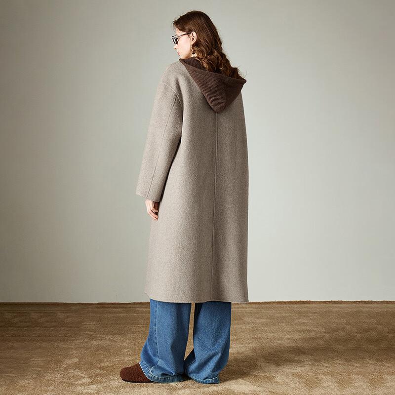 Chuyu Women's V-Neck Wool Blend Mid-Length Cardigan Coat