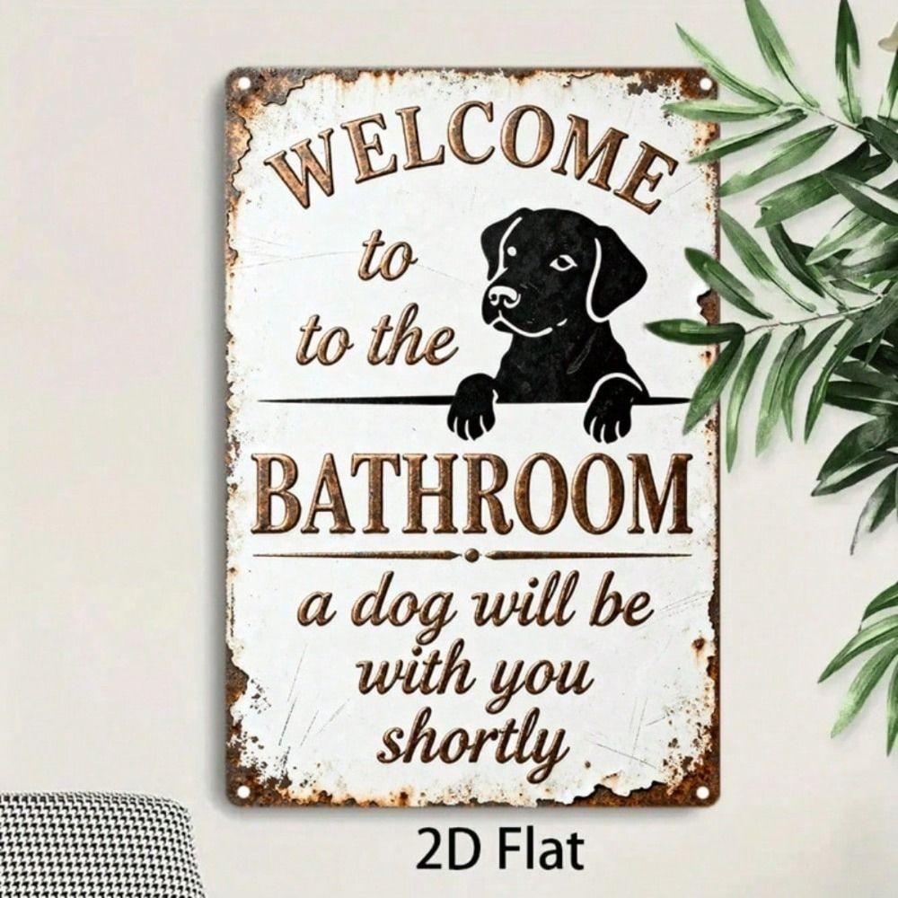 Metal Poster Wall Art Dog Welcome Home Decor