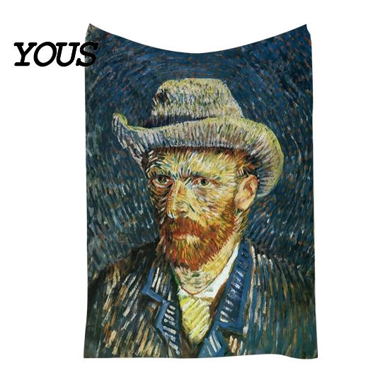 Pre-treated Blanket Oil Painting Nap Blanket, Soft Warmth Double-Sided Flannel, Digital Cozy Warm Flannel Print Shrink-Resistant Machine
