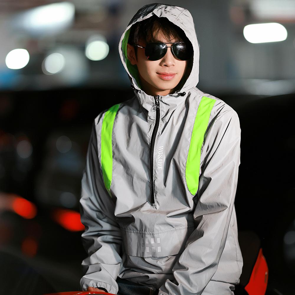 Wosawe Unisex cyklistická bunda s kapucí Windbreaker Outdoorový sportovní kabát na kolo Větruodolná bunda na kolo