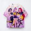 Leisure and Fashion Kpop Demon Hunters Children's 3D Cartoon Short Sleeved Summer Boys and Girls T-shirt Anime Clothing