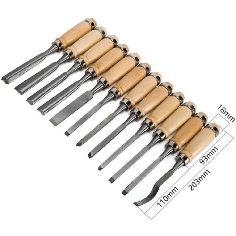 12pcs Professional Wood Carving Sharp Hand Chisel, Woodworking Gouges for Beginners Hobbyists and Professionals with Black Case