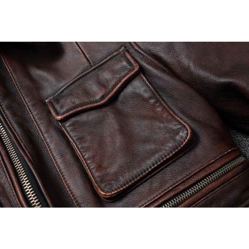 Chinese Size Vintage Red Brown Genuine Leather Jacket Men Soft Real Cowhide Black Winter Coat Biker Jackets Jaqueta Masculina De Couro