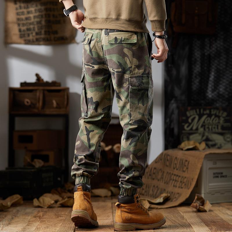 American trendy brand multi-pocket loose tied Harlan pants spring and autumn new casual overalls long pants men's pants
