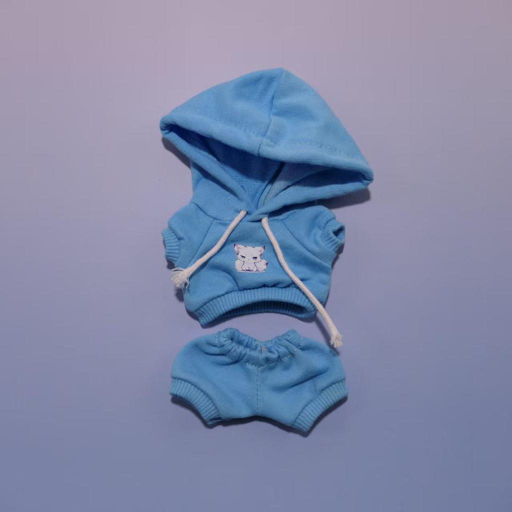 Labubu Hoodie Set: Einfarbige Puppenkleidung mit Anhänger für Erste & Dritte Generation, 17cm austauschbare Plüsch-Merchandise.