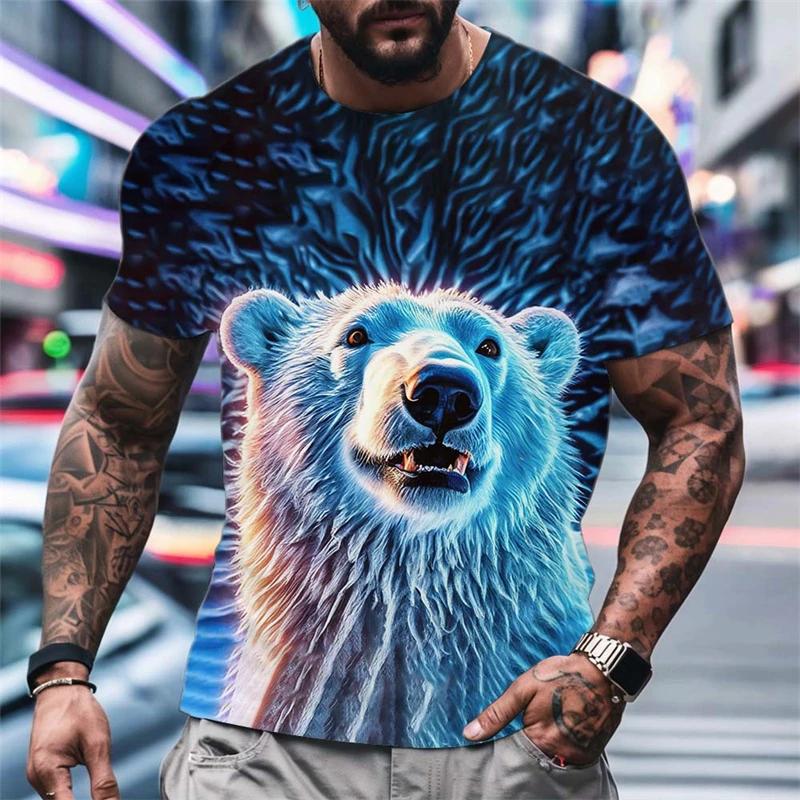 Modische Polarbär Grafik T-Shirts Sommer Trend Kurzarm Rundhals 3D Gedruckte Herren T-Shirts Locker Streetwear Kinder T-Shirts Oberteile
