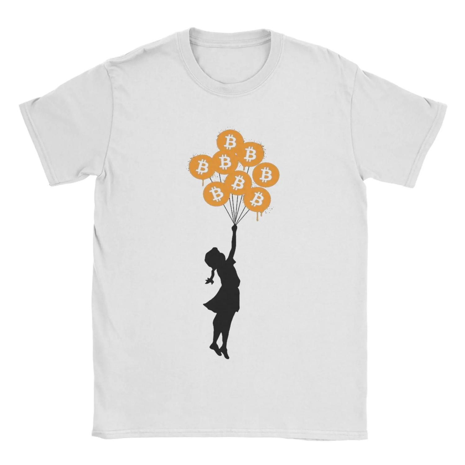 

Banksy Balloons Girl Bitcoin Spray T-Shirt Men Leisure Cotton Tees Round Collar Short Sleeve T Shirt Adult Clothing S чёрный