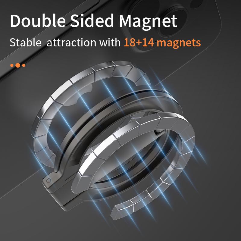 2025 Double Sided MagSafe Phone Stand Magnetic Phone Ring Holder Kickstand Magnet Grip for iPhone 15 16 Android Gym Car Holder