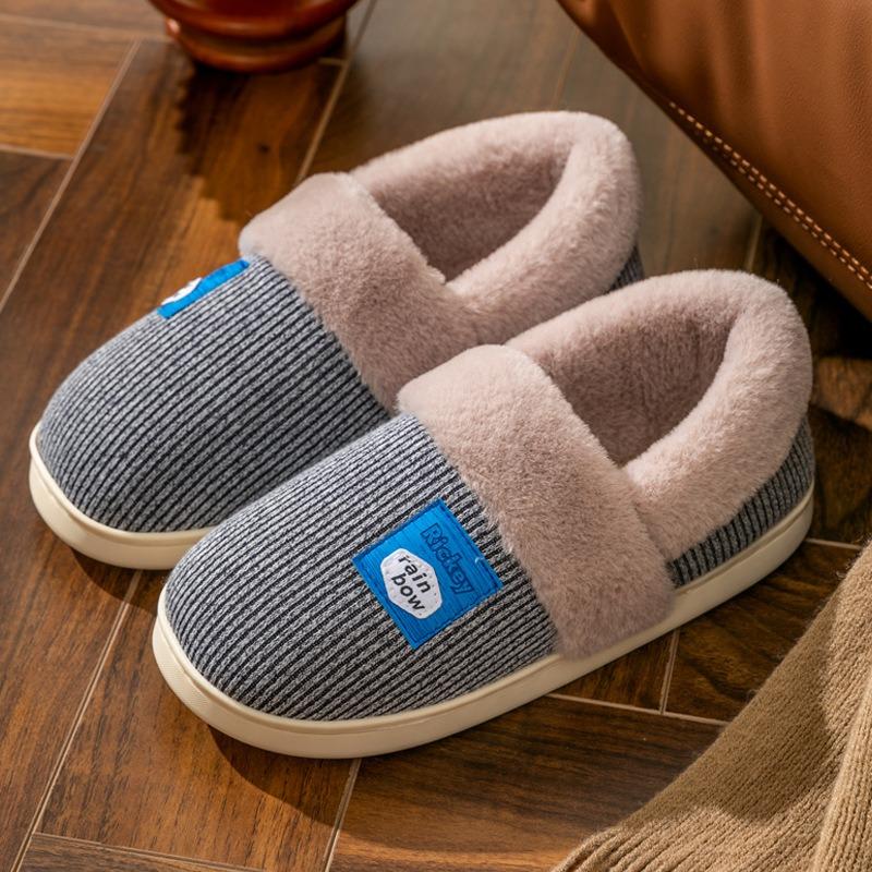 Winter Paar Tasche mit Baumwollpantoffeln für den Innenbereich zu Hause Rutschfest Abriebfest Warm und mit dicker Sohle