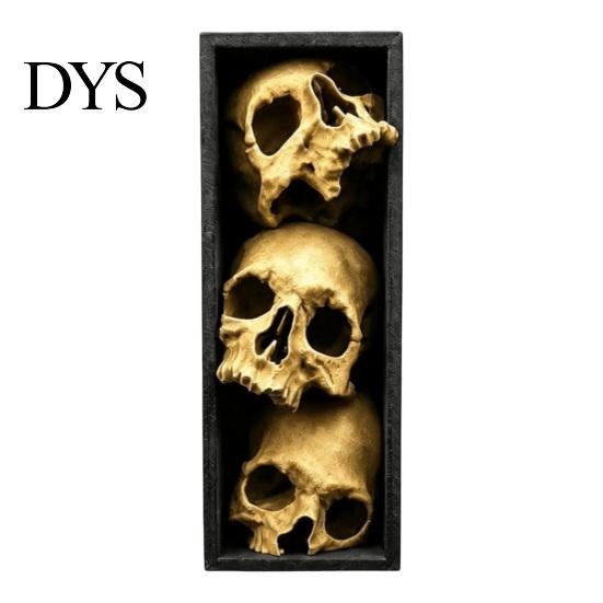 Horror Theme Decor Skulls Book Nook, Gothic Skull Bookshelf Insert, 3 Tier Stacked Sculpture Mysterious Library with Black Frame, Academia Spooky for