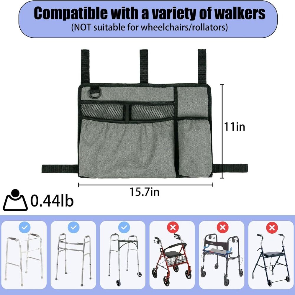 with Cup Holder Walker Bag Waterproof Rollator Organizer Basket Walker Carry Storage Pouch  Elderly