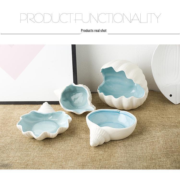 Starfish Seashell Ceramic Jewelry and Storage Tray with Marine Ornament Design