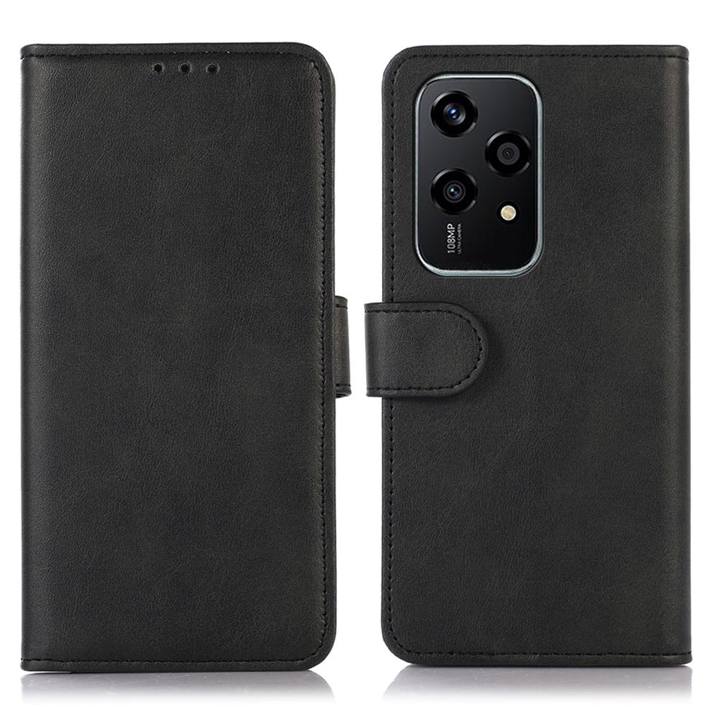 

Для Honor 200 Lite оптовый чехол для телефона из воловьей кожи с текстурой бумажник из искусственной кожи подставка для телефона Black