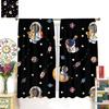 Outer Space Curtains Cartoon Astronaut Rocket Planets Stars Spaceman Universe Galaxy Print Window Kids Boys Made Of Polyester