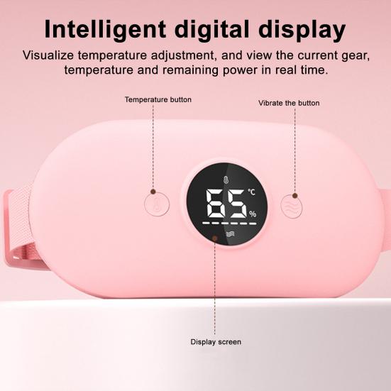 Portable Period Heating Pad Rechargeable Belt with LED Display 6 Temp & Vibration Modes Cramp Relief Massage Pad for Women