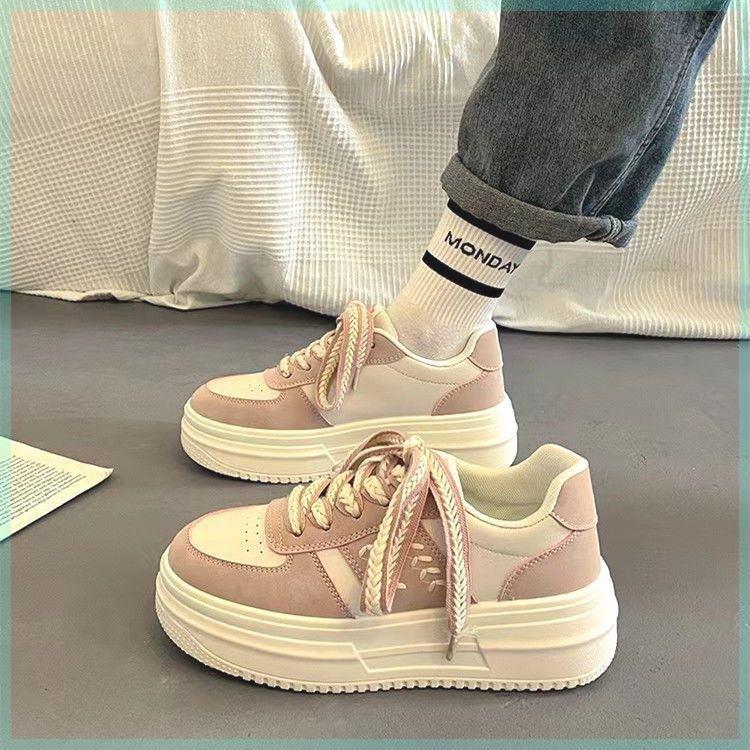 

Shuttlecock kicker special shoes women s wheat ears platform white shoes 2024 spring and autumn new students casual versatile sports muffin board 40 рожевий