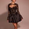 Herbst Prominente Qualität Slim-fit Sexy Spitze Spitze Spitze Spitze EINE Kampagne Kleid Frau