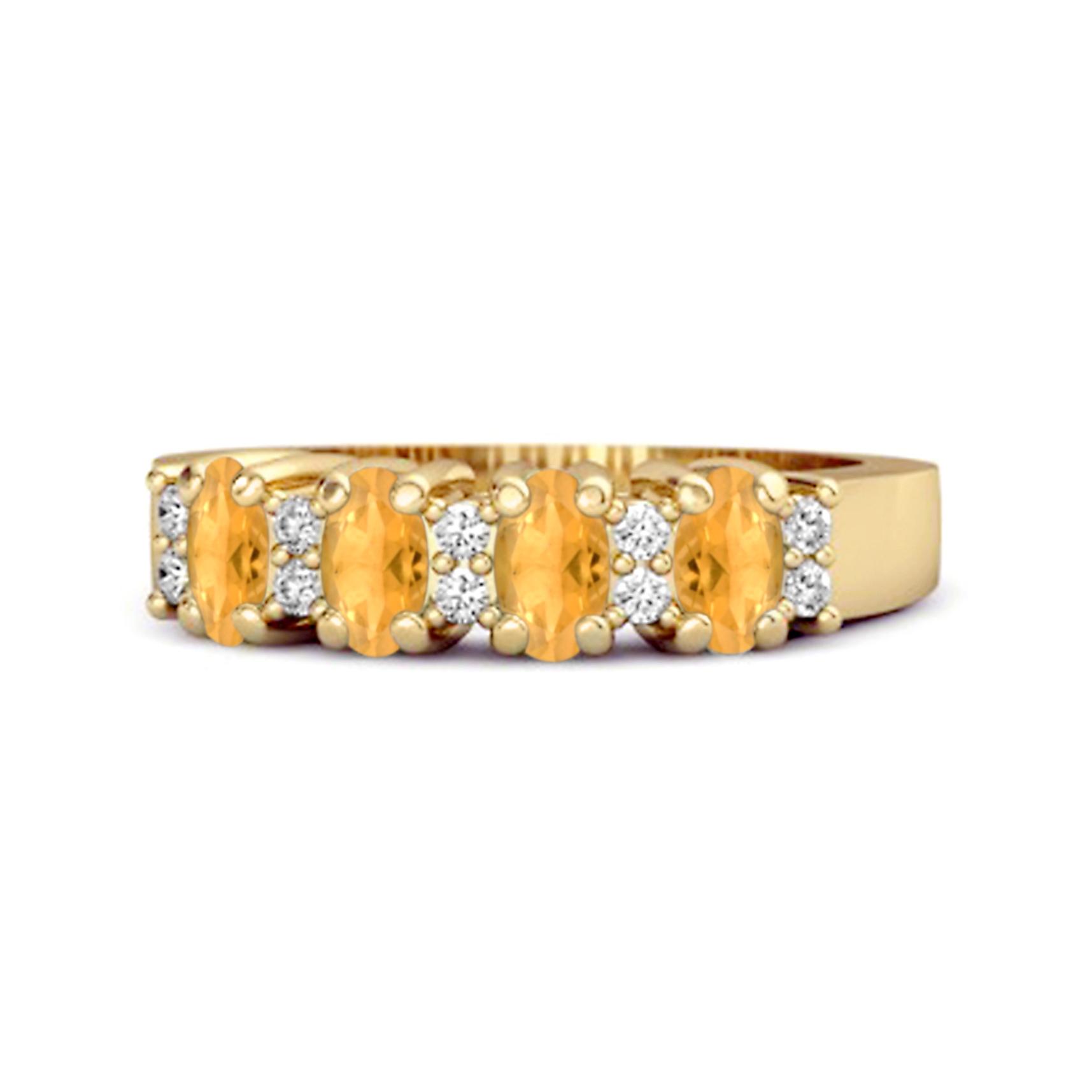 

Citrine White Topaz Eternity Classic Band Ring - 925 Sterling Silver Gold Vermeil 12 жовтий