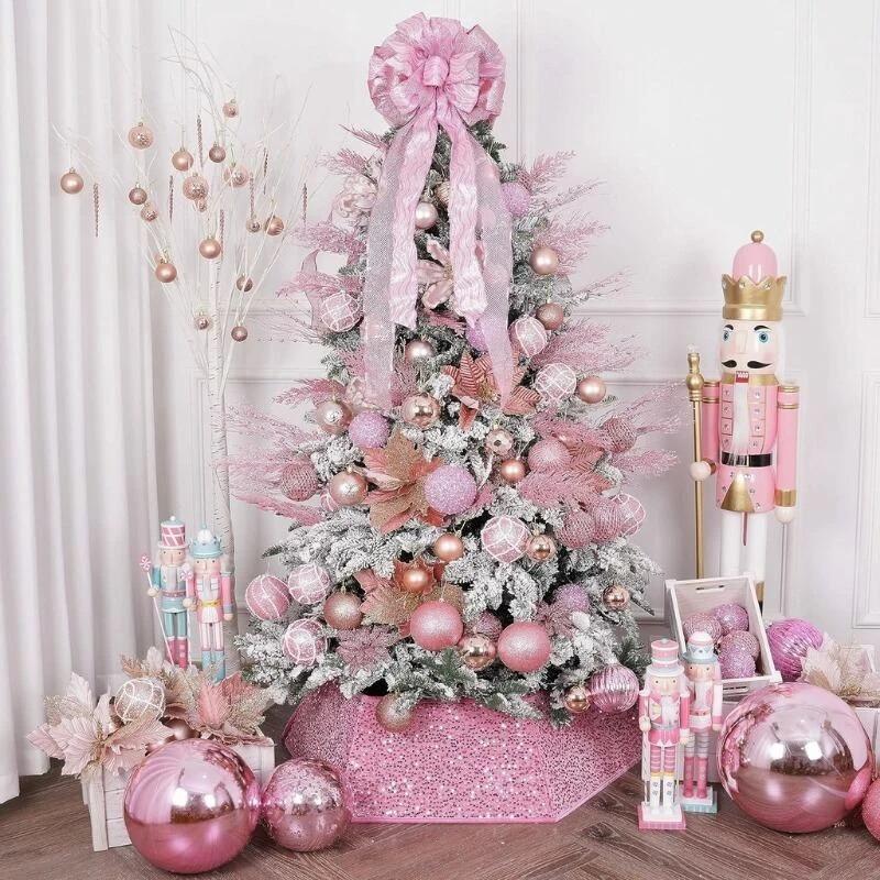 5Pcs Christmas Artificial Sparkling Pine leaves Branches Decoration Xmas Tree Pendant Ornament New Year DIY Home Room Decor