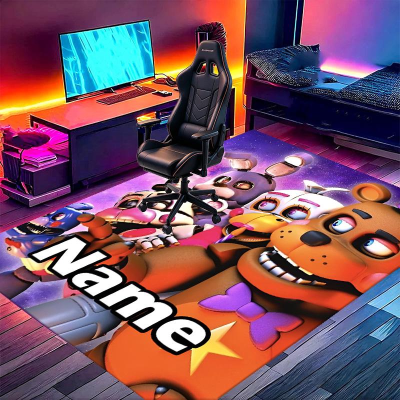 Custom Name Personalized Five Nights At Freddy's Print Carpet, Versatile Home Decor Rug, for Playroom, Apartment, Balcony, Entryway, Hallway Gift