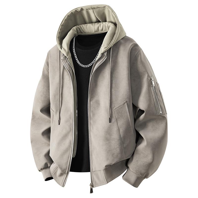 American vintage men's leather jacket, new PU fleece M-XL versatile leather jacket and jacket