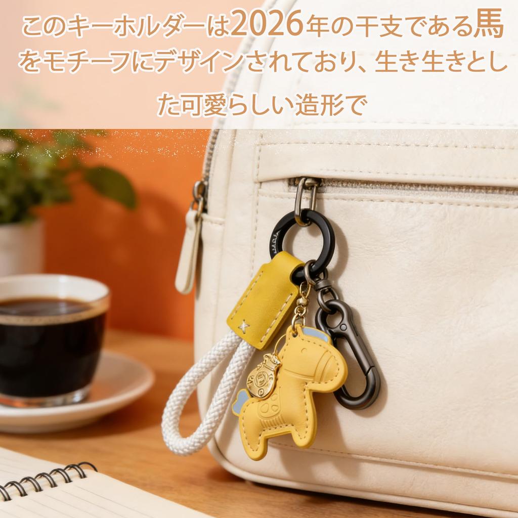 [BOJIDO] Horse Keychain Carabiner 1 Piece Leather Horse Charm Key