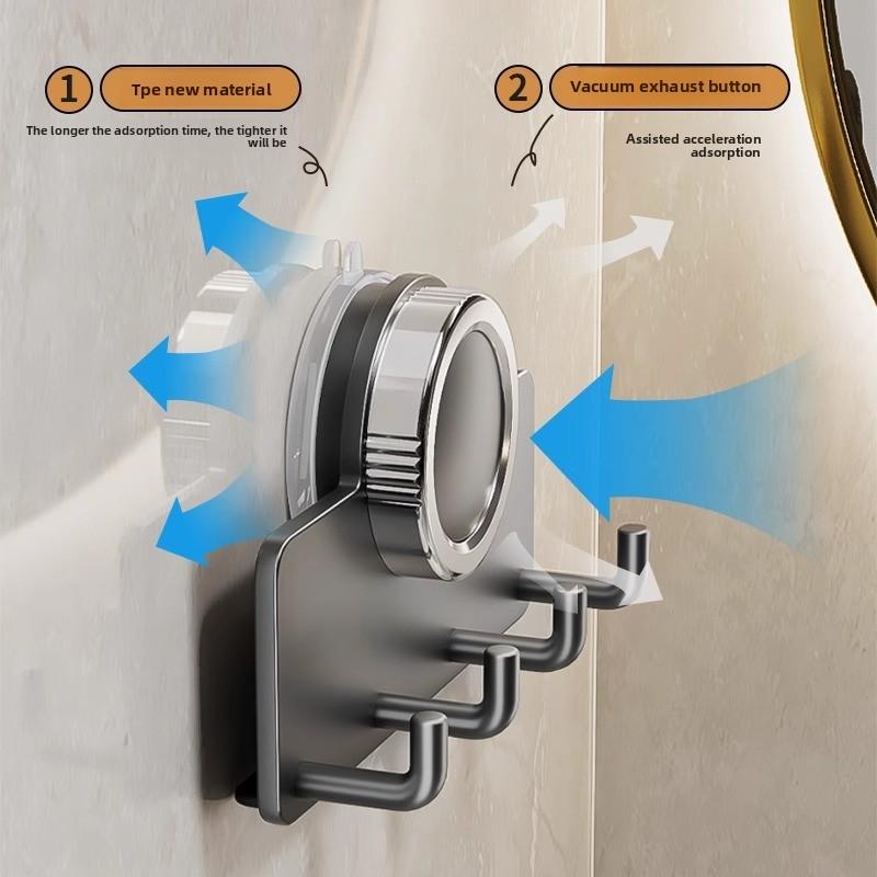Non Perforated Suction Cup Hook Bathroom with Strong Load-bearing Capacity Wall Mounted Towel Hook Row of Storage Racks