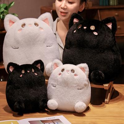 Chubby Black and White Cat Doll Plush Toy Kitten Doll Children Sleep Comforting Pillow Rag Doll