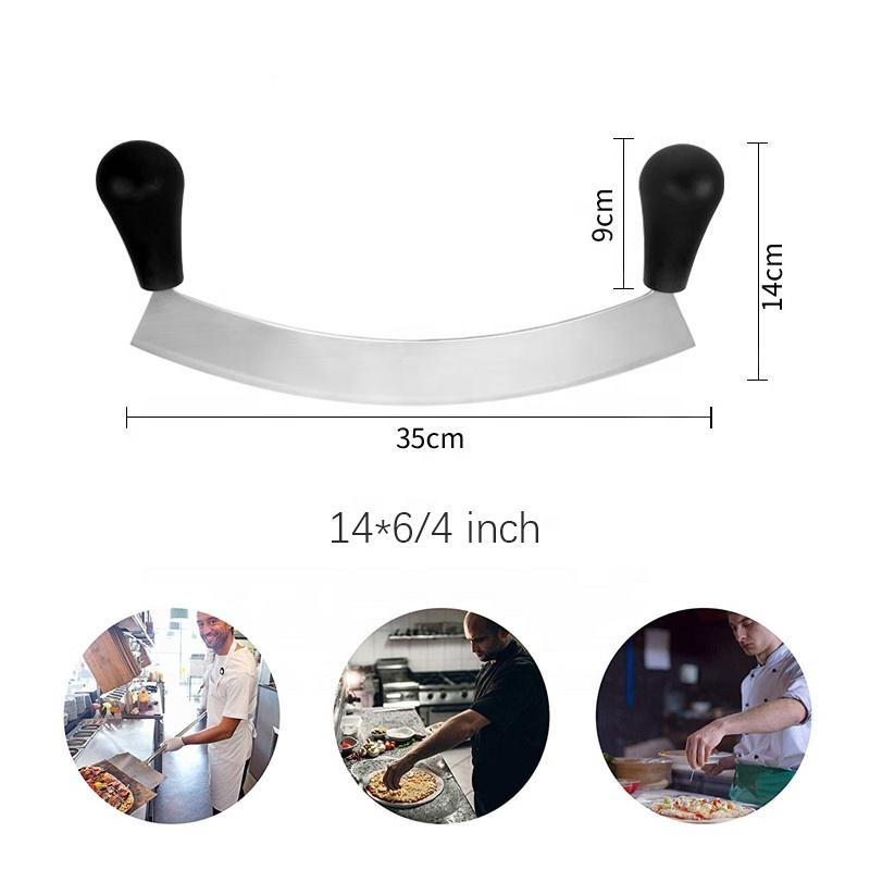 Pizza Rocker Cutter Stainless Steel Pizza Chopper High Quality Kitchen Knife Two Handles Cutter Tool Use for Waffle Cookies