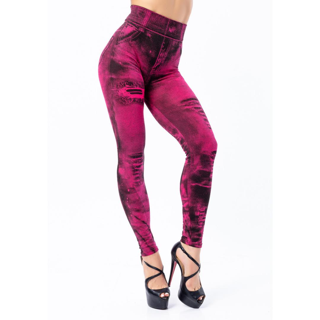 

Сексуальные эластичные леггинсы с искусственной имитацией джинсов, штаны с высокой талией, тонкие леггинсы для фитнеса, спортивные леггинсы пуш-ап для женщин S красный