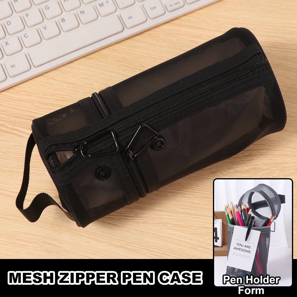 Simple Mesh Pencil Case Portable Mesh Pen Holder  Bag Stationery Storage Organizer  Back To School