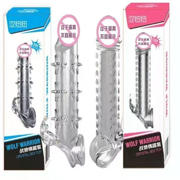 Crystal Silicone Penis Sleeve – Enlarger with Delay Ejaculation Ring, Couples' Sex Toy from Sex Shop, Enhances Intimate Pleasure