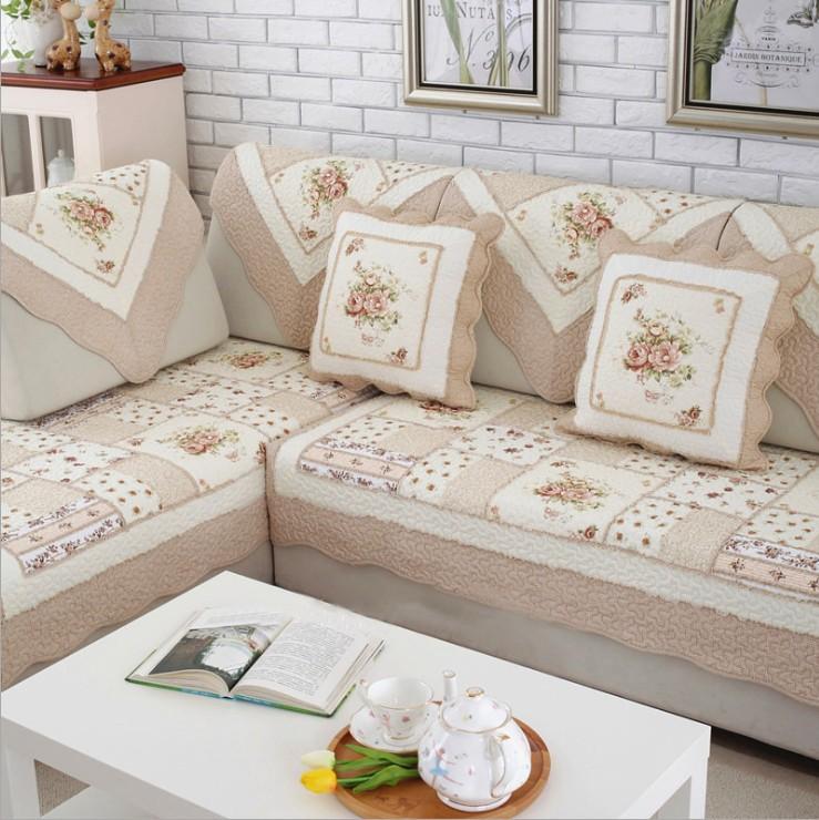 Patchwork Sofa Cushion Pastoral Fabric Non-slip Leather Sofa Cover Cover Fashion Bay Window Cushion Cotton Sofa Towel
