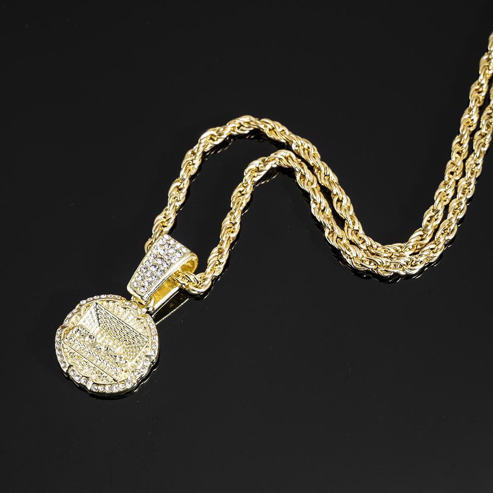 Collier pendentif délicat et brillant de la Cène Bijoux pour hommes Assorti Chaîne tennis 4 mm Iced Out Mode Hommes Style Hip Hop Cadeau Femmes 18inch(45cm) beige