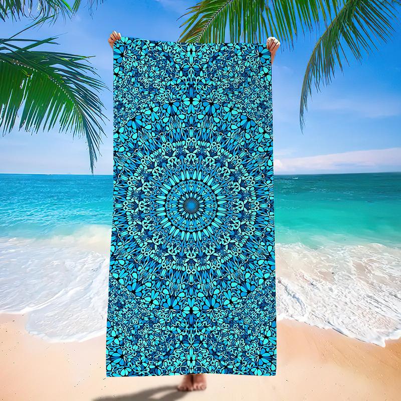 Red Black Mandala Beach Towel Microfiber Quick Dry Bath Towel Bohemian Floral Large Soft Towel for Swimming Travel Picnic
