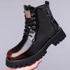 Men High Top Boots PU Thick Sole Low Heel Trendy Ankle Boots Business Casual Men Boots