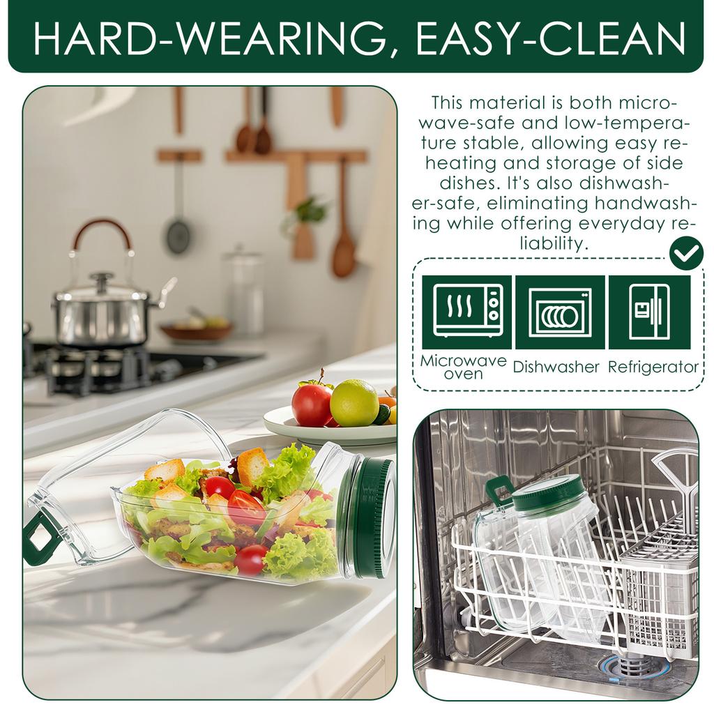 Salatbecher Seitlich öffnender Deckel Schichtweise Tragbarer Salatbehälter Lunchbox Auslaufsicher Hält frisch Lebensmittelbehälter Transparent