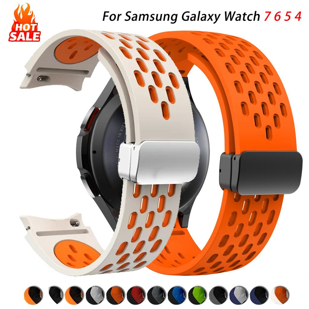 Silicone Strap for Samsung Galaxy Watch 7 6 5 4 40mm 44mm 5Pro 45mm Magnetic Buckle No Gaps Band 6 Classic 43mm 47mm 42 Bracelet