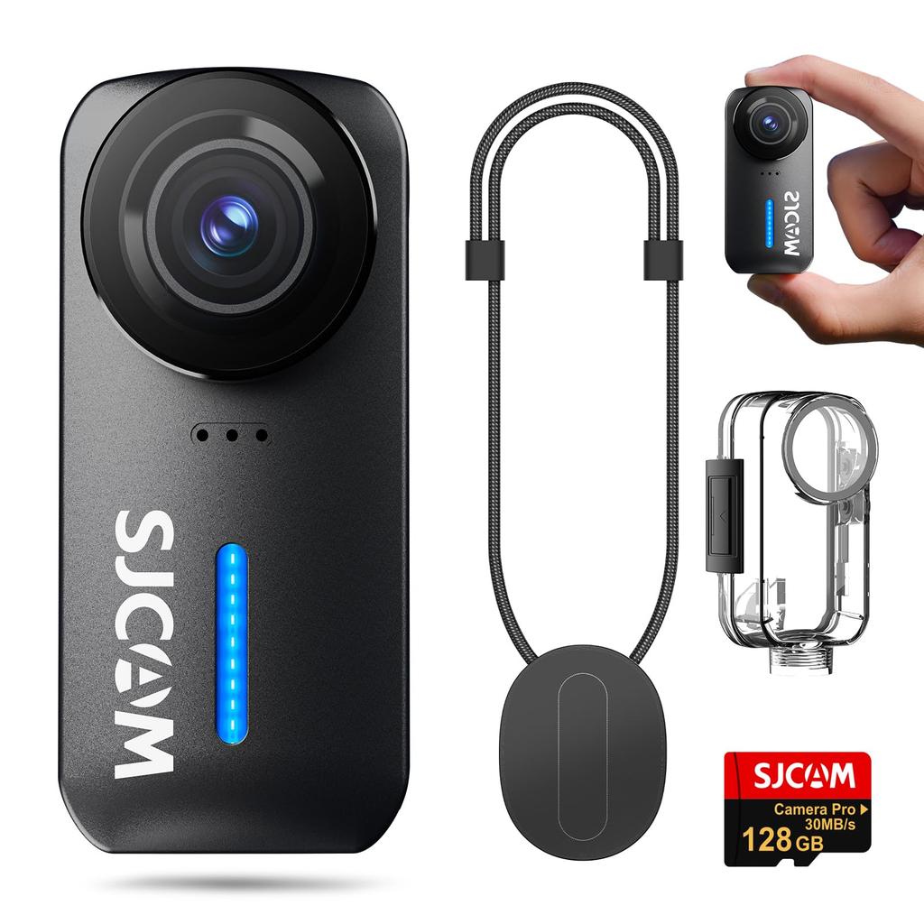 SJCAM C110PLUS 128GB Compact Action Camera 4K 30fps Image Stabilization 30m Waterproof Body Camera Wide Angle 8x Zoom Connectivity Vertical Screen