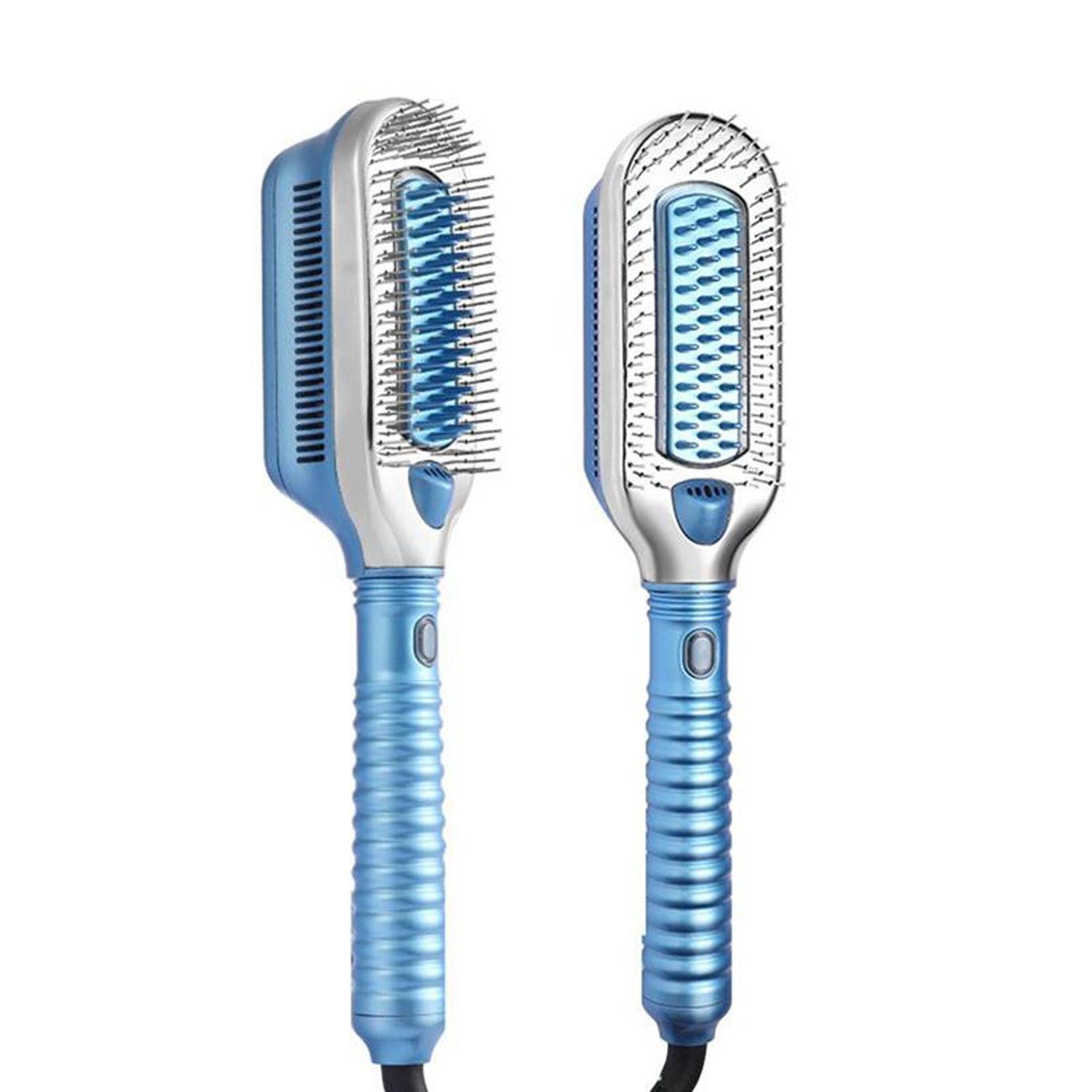Electric Power Hair Straightener with Cold Air Brush and 3 Temperature Settings 100-240V синий