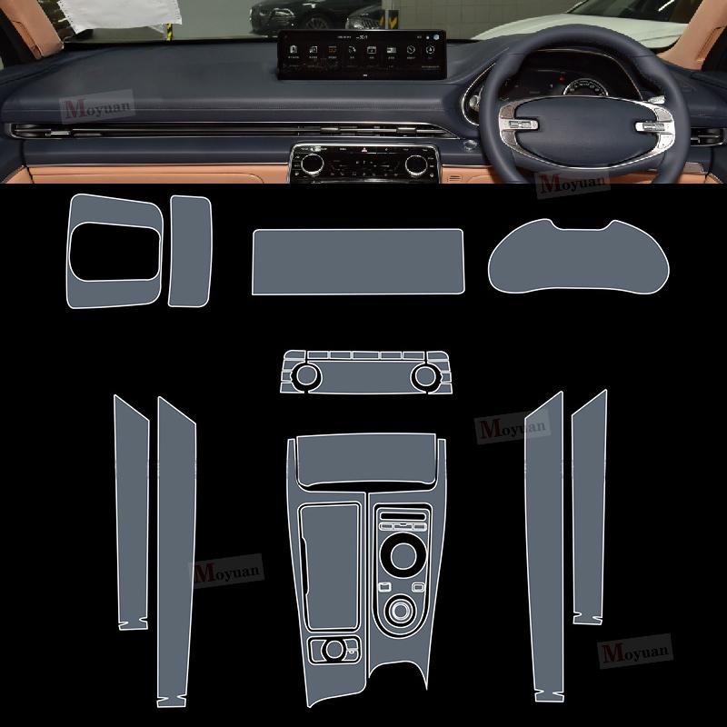 For Genesis GV80 - Gearbox Panel Navigation Screen Automotive Interior TPU Protective Film Anti-Scratch Sticker