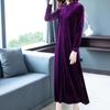 Women's Plus Size Dress Long Gold Velvet Dress Loose Retro Solid A-Line Dress Spring Autumn