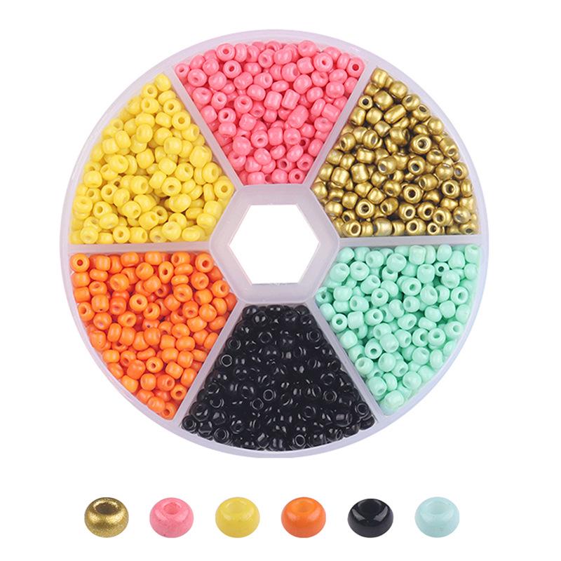 Handmade Mixed-Color Seed Beads Set: 6-Compartment Box for DIY Bracelets and Necklaces